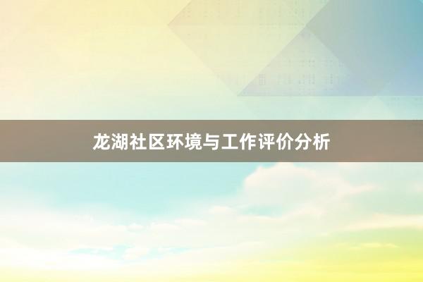 龙湖社区环境与工作评价分析